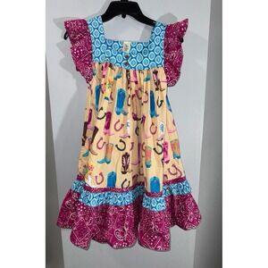 Eleanor Rose cowgirl flutter sleeve cotton western boot paisley girls 14